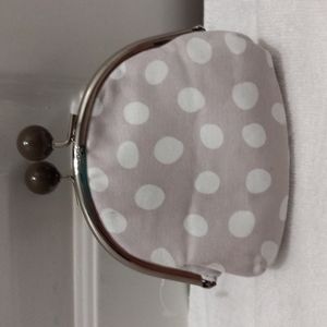 Pokadots  Beige Coin purse inside a coin purse with colorful inside.